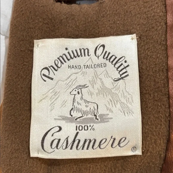 Vintage Cashmere Brown Pea Coat with Fur Collar